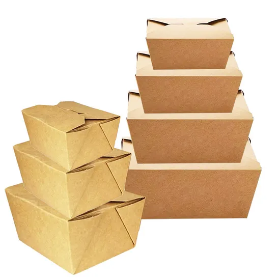 Kraft Paper Take out Containers Lunch Meal Food Box Disposable Storage to Go Packaging for Restaurant and Catering