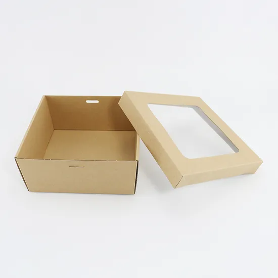 Factory Cheap Wholesale Custom Food Grade Disposable Eco-Friendly Degradable Eco-Friendly Kraft Paper Package Cake Snack Lunch Box with Window