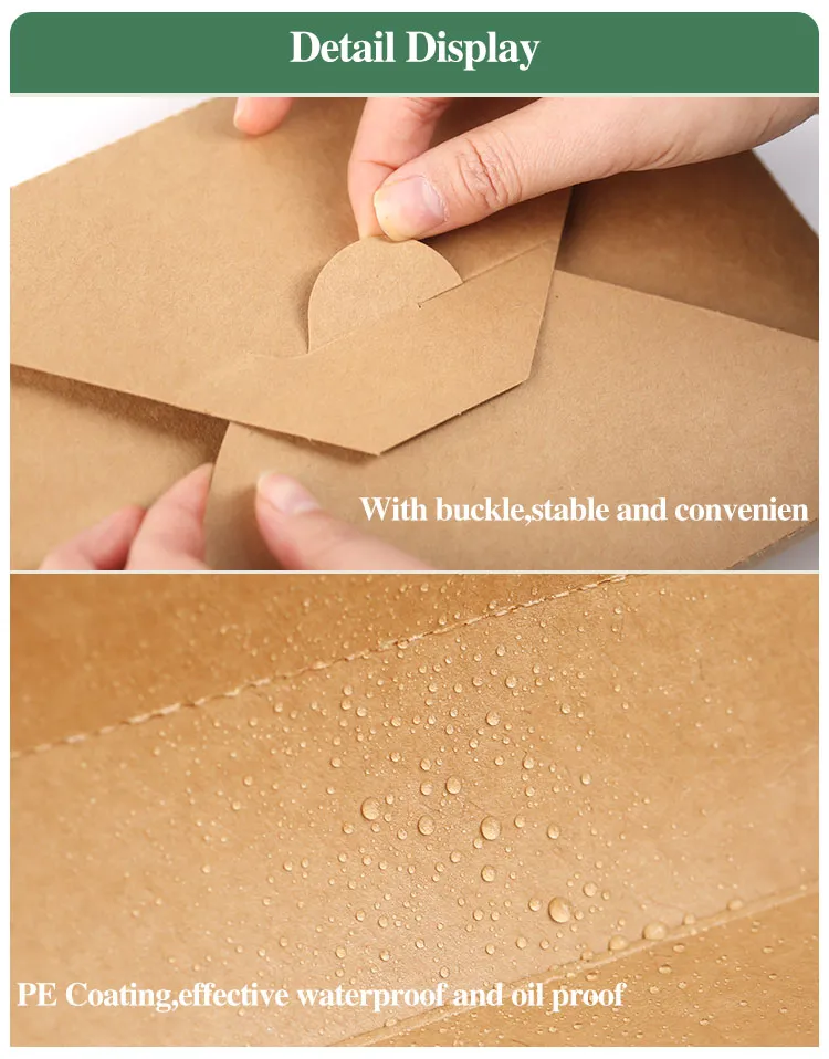 Kraft Paper Take out Containers Lunch Meal Food Box Disposable Storage to Go Packaging for Restaurant and Catering
