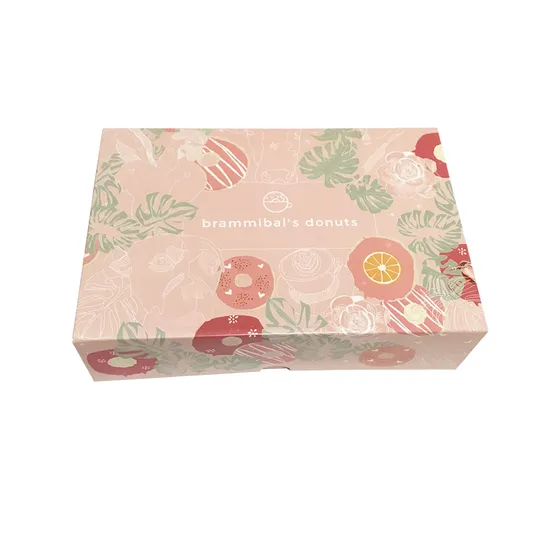 Factory Wholesale Custom Logo Luxury Takeaway Food Biodegradable Eco-Friendly Food Grade Sweet Pastry Dessert Cookies Donut Packaging Box