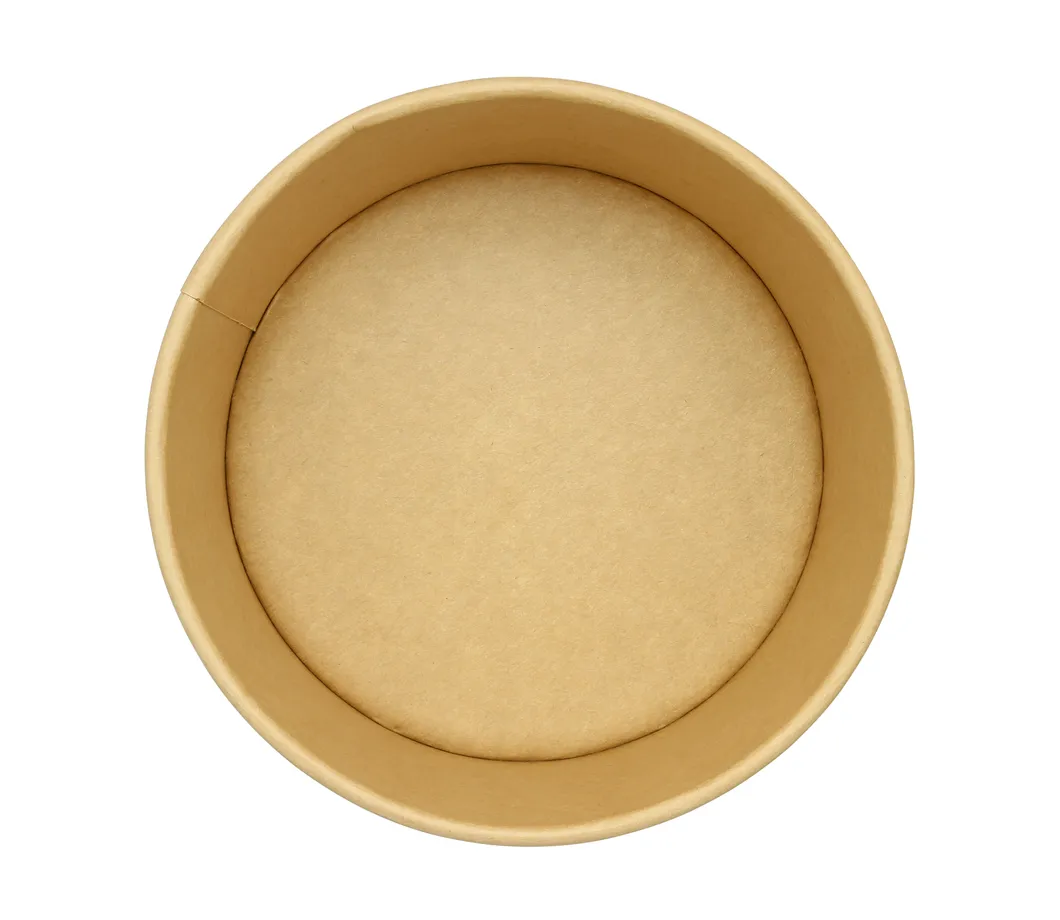 Factory Wholesale Food Grade Safety Eco-Friendly Customized Printing Kraft Paper Salad Packing Bowl PE Coating Soup Cup with Pet Lid