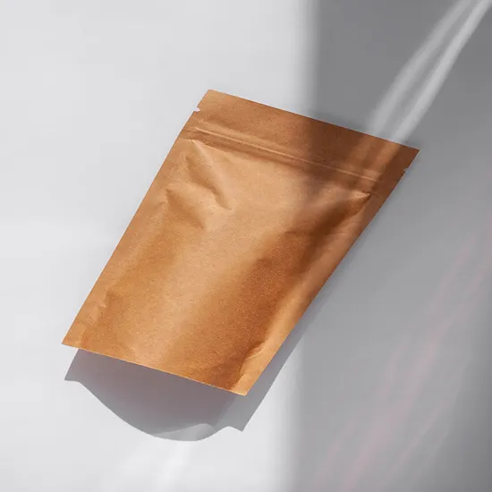 Biodegradable Recycled Customized Stand up Pouches Dry Food Packaging Brown Kraft Paper Bag with Translucent Window