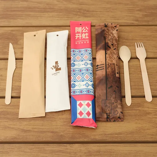 Factory Wholesale Custom Food Grade Disposable Recyclable Eco-Friendly Spoon Fork Plastic Paper Cutlery