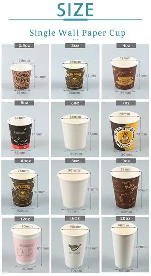 Factory Custom Personalized Eco-Friendly Disposable Coffee Paper Cup for Hot Drinks with Lid Wholesale Food Grade Paper Cups and Lid