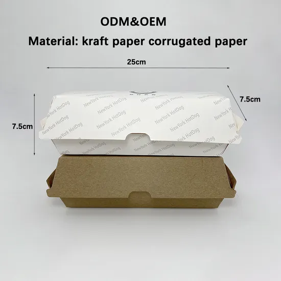 Wholesale Customized Food Multicolor Disposable Packaging Eco-Friendly Biodegradable Hot Dog Box