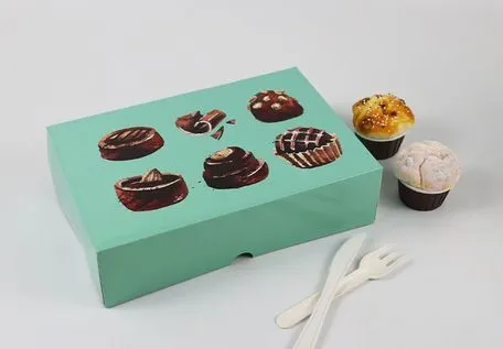 Multiple Sizes Customized Paper Rectangle Box Slice of Cake for Restaurant Takeaway