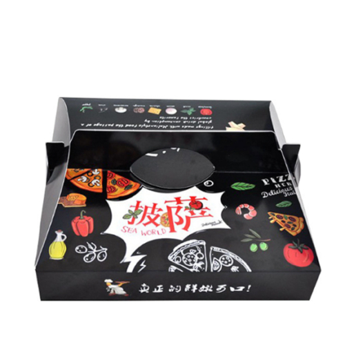 Factory Wholesale Customized Portable Personalized Eco-Friendly Printed Fast Food Takeaway Disposable Corrugated Kraft Paper Pizza Box with Handle
