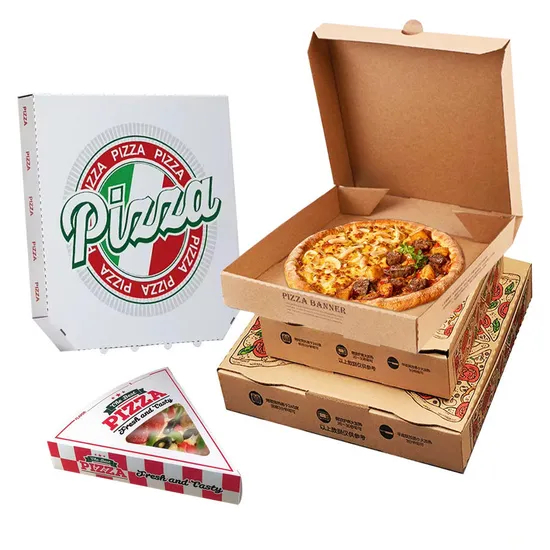 Wholesale Food Grade Disposable Takeaway Fast Food Meal Biodegradable Corrugated Eco-Friendly Customized Printing Logo Packaging Kraft Paper Pizza Box