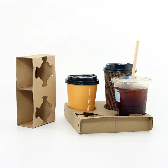 1/2 Cup Kraft Drink Paper Boxcarrier Paper Drink Carrier Coffee Cup to Go Carrier for Takeaway Cupholder