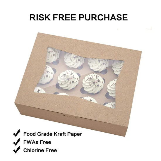 Cheap Customized Printed Logo Food Grade Multi-Compartment Paper Doughnut Box Wholesale Custom Disposable Bakery Packaging Cupcake Box with Transparent Window