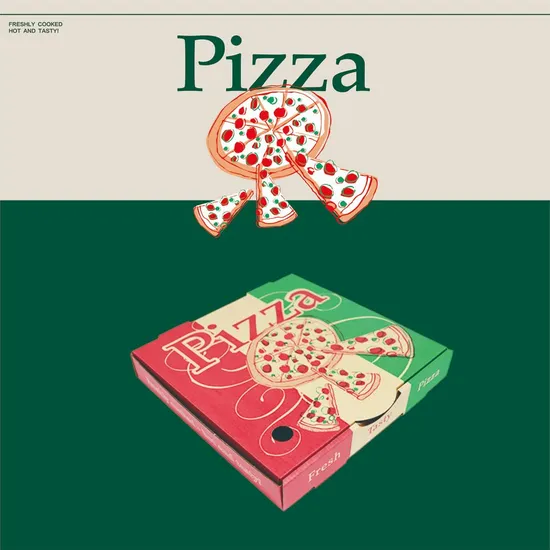 Custom Logo Portable Thick Recycled Corrugated Delivery Baking Pizza Box Takeaway Packaging Pizza Box