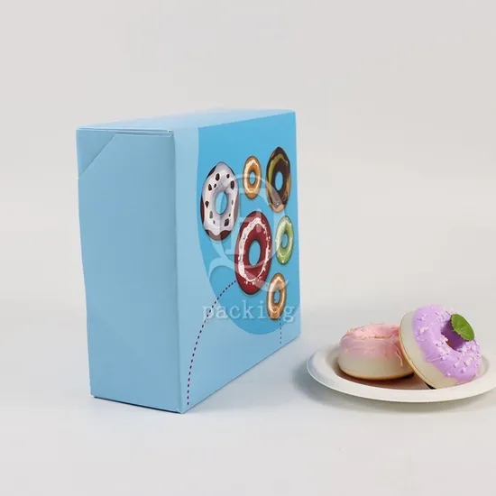 Factory Cheap Customized Printed Logo Size Food Grade Doughnut Wholesale Disposable Biodegradable Bakery Food Delivery Packing Macaron Paper Cake Cardboard Box