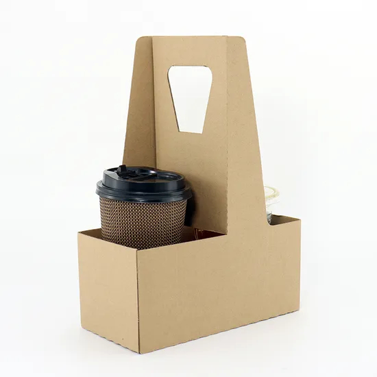 Eco-Friendly Disposable Coffee Drink Kraft Corrugated Cardboard Carrier 2 Cup 4cup