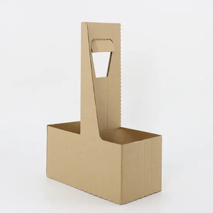 Foldable 2 Cup 4 Cup Disposable Kraft Paperboard Drink Carrier Holder for Delivery with Handle