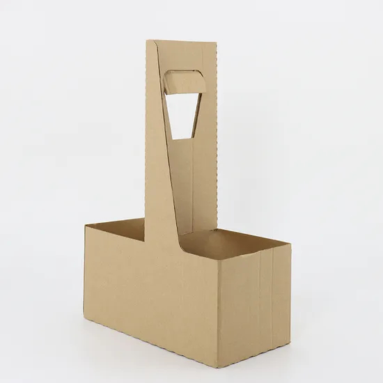 Foldable 2 Cup 4 Cup Disposable Kraft Paperboard Drink Carrier Holder for Delivery with Handle