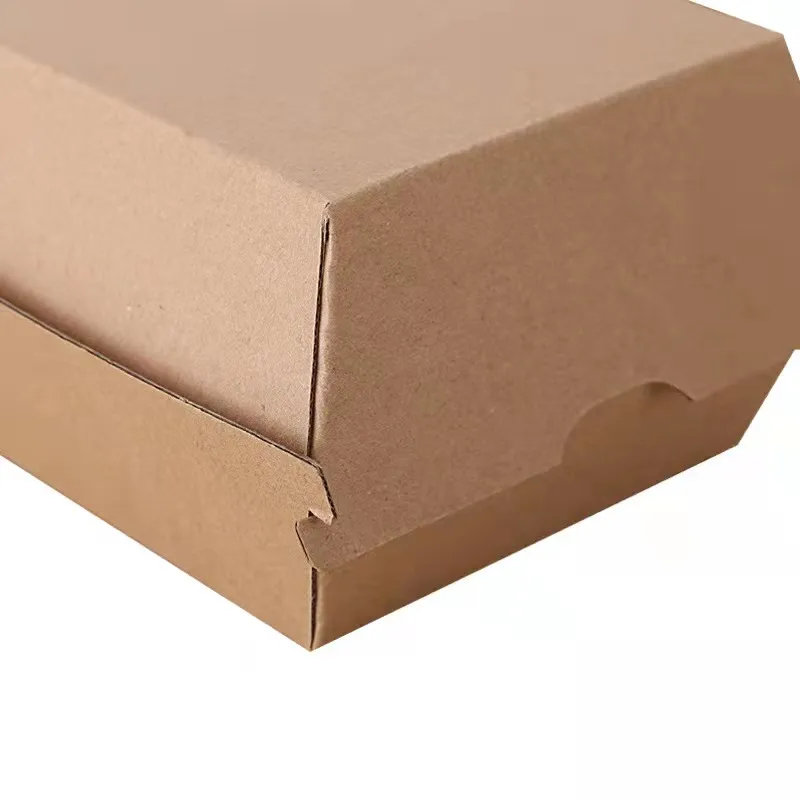 Factory Customized Food Grade Rectangular Square Disposable Takeaway French Fries Chips Fried Chicken Popcorn Snack Food Packaging Corrugated Paper Burger Box