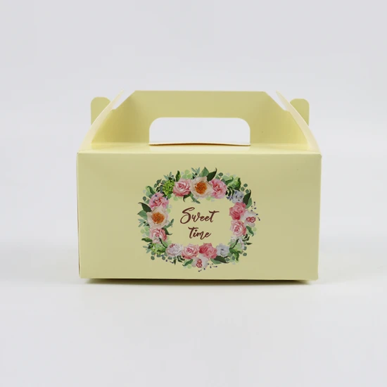 Cheap Customized Transparent Window Printed Logo Size Food Grade Doughnut Wholesale Disposable Bakery Packaging Macaron Paper Cake Card Box with Portable Handle
