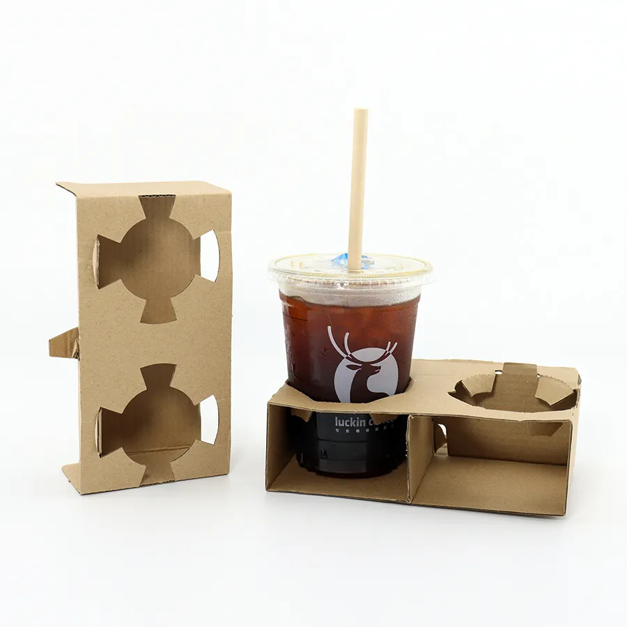 Customize Cup Tray Holder for Hot or Cold Drinks Cardboard Cup Holders Coffee Paper Cup Holder Cup Tray