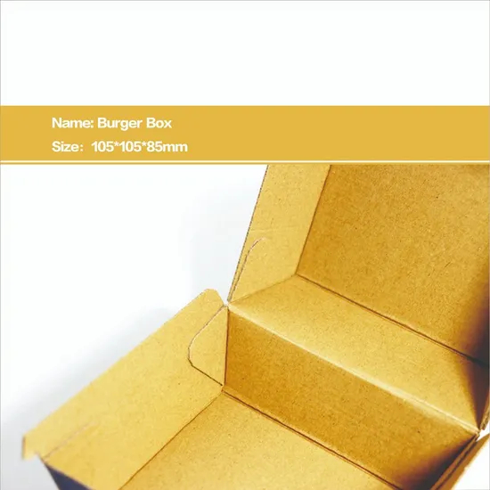 Custom Logo Printed Brown Kraft Paper Cardboard Food Grade Hamburger Boxes Takeaway Take Outfood Container Fast Food Box