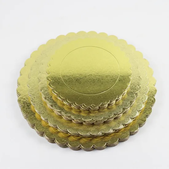 Factory Customize Wholesale Round Rectangle Oval Cake Board Plate Food Grade Eco-Friendly Affordable Gold Silver White Corrugated Cake Paper Board Plate