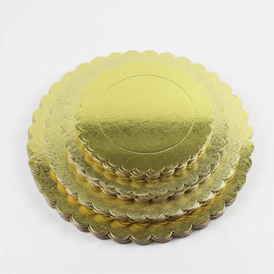 Factory Customize Wholesale Round Rectangle Oval Cake Board Plate Food Grade Eco-Friendly Affordable Gold Silver White Corrugated Cake Paper Board Plate
