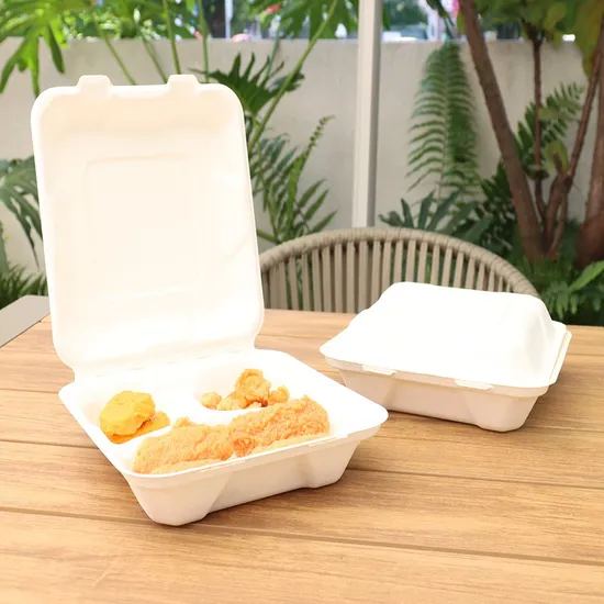 Biodegradable Sugarcane Bagasse Microwaveable Clamshell Hamburger Box