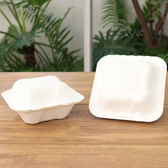 Disposable100% Biodegradable Compostable Hamburger Box Takeout Container for Packaging