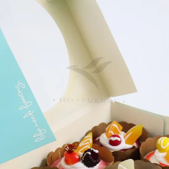 Factory Direct Sale Cheap Personalized Luxury Transparent Window Customized Printed Food Grade Disposable Packaging Macaron Cake Doughnut Sweet Cardboard Box