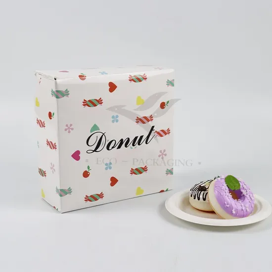 Factory Wholesale Affordable Personalized Luxury Customized Printed Logo Size Food Grade Disposable Bakery Packaging Macaron Cake Doughnut Cardboard Paper Box
