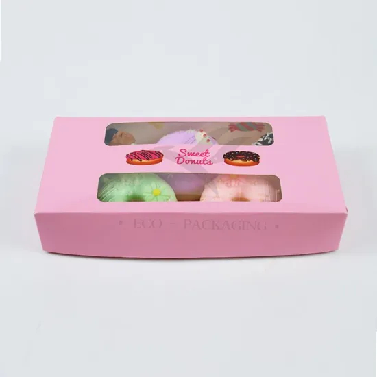 Factory Wholesale Cheap Personalized Luxury Transparent Window Customized Printed Food Grade Disposable Packaging Macaron Cake Doughnut Sweet Cardboard Box