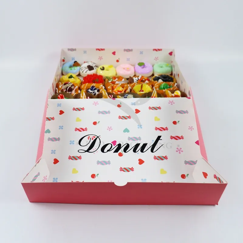 Factory Wholesale Cheap Personalized Luxury Customized Printed Logo Size Food Grade Disposable Packaging Macaron Cake Doughnut Sweet Cardboard Box