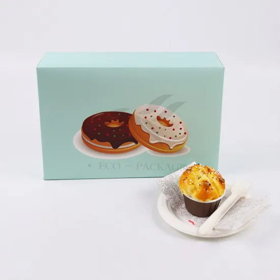 Factory Wholesale Recycled Personalized Luxury Customized Printed Logo Size Food Grade Disposable Packing Macaron Birthday Cupcake Doughnut Sweet Cardboard Box