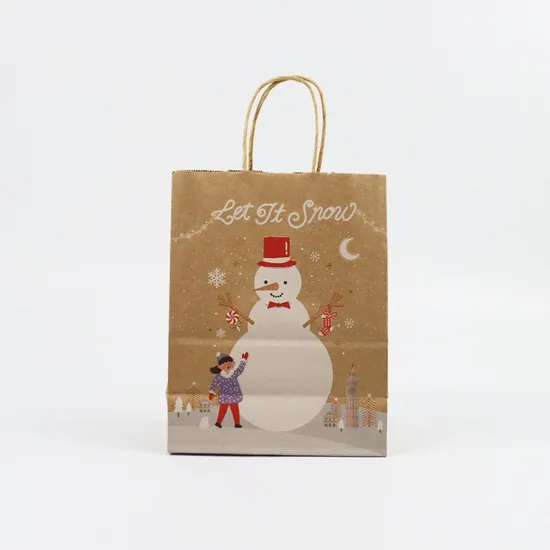 Factory Wholesale Custom Printing Logo Luxury Personalized Degradable Recyclable Shopping Gift Food Cosmetic Packaging Kraft Cardboard Paper Bag with Handle