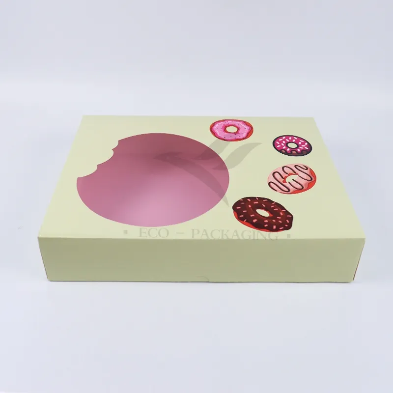 Factory Direct Sale Cheap Personalized Luxury Transparent Window Customized Printed Food Grade Disposable Packaging Macaron Cake Doughnut Sweet Cardboard Box