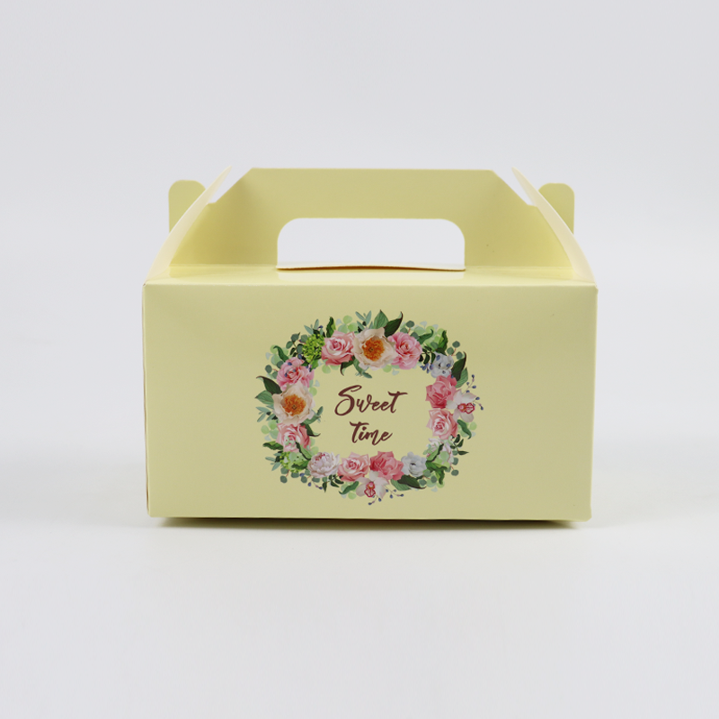 Factory Cheap Customized Printed Logo Food Grade Doughnut Wholesale Custom Size Disposable Bakery Packaging Donuts Macaron Cake Packing Paper Box with Handle