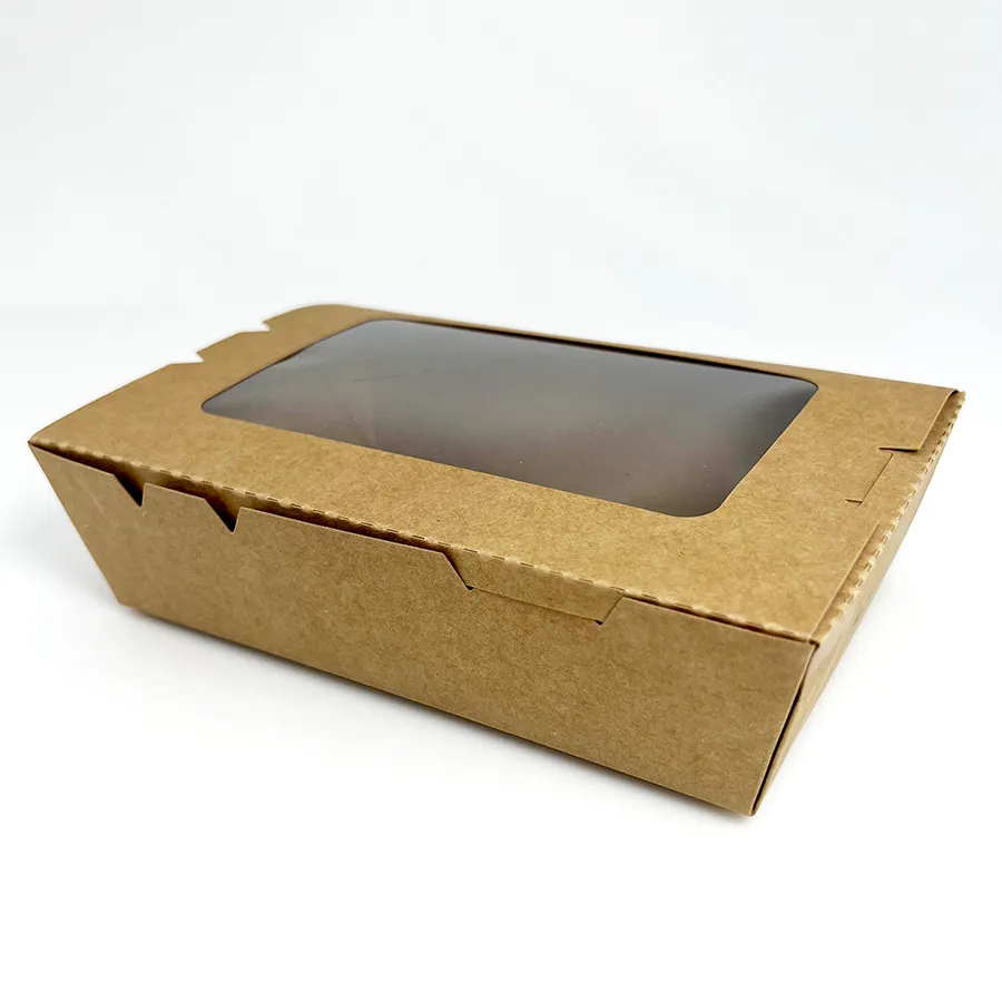 Wholesale Eco Friendly Fried Chicken Sushi Fast Lunch Paper Box Chip Box Packing Box for Food with Window Fast Food Container