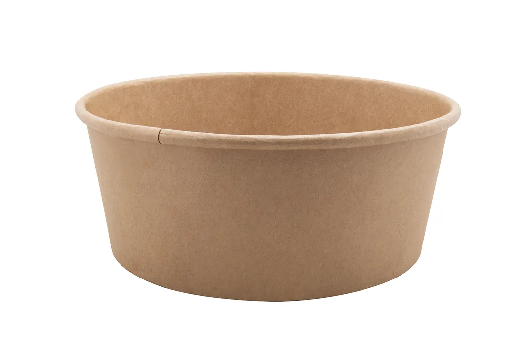 Round Brown Biodegradable Eco-Friendly Take Away Salad Fast Food Kraft Paper Packaging Bowl