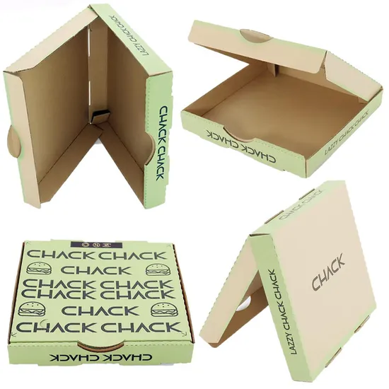 Custom Logo Printed Brown Kraft Paper Pizza Box Food Packaging Take Away Boxes