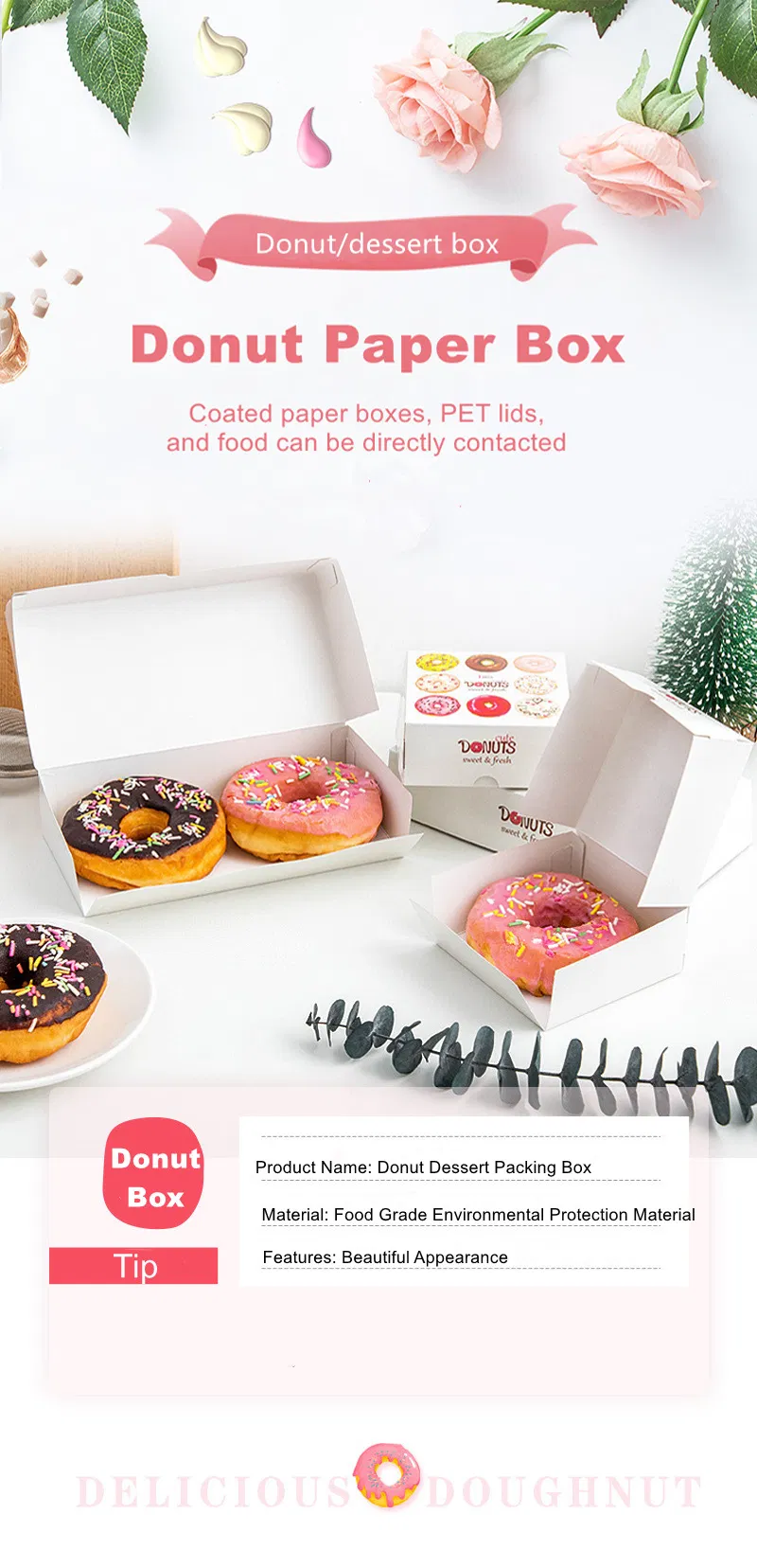 New Exquisite Paper Donut Box Party Cardboard Cake Box Custom Printing Paper Boxes