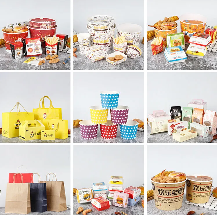 Wholesale Customized Paper Bucket Compostable Paper Popcorn Chicken Soup Bucket