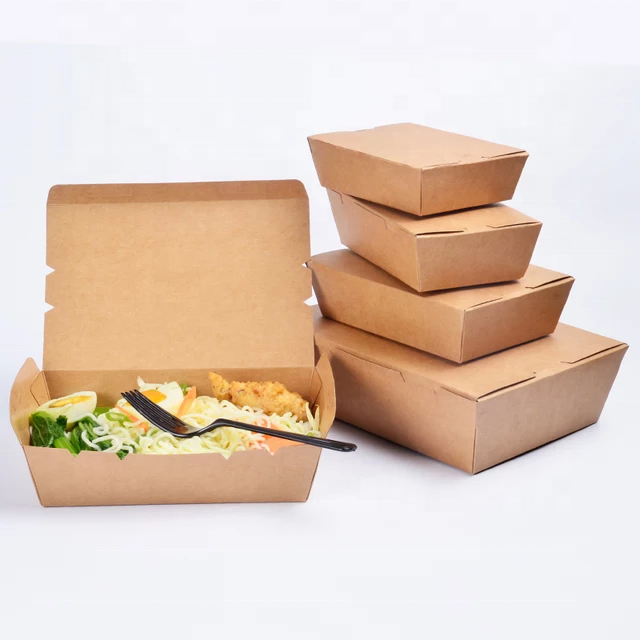 Wholesale Disposable Kraft Paper Salad Food Lunch Box Food Paper Box Lunch Box Take out Boxes with Window