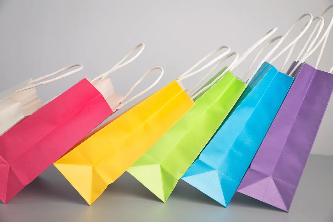 Wholesale Recyclable Promotional Custom Printed Logo Packaging Paper Gifts Bag with Handles Shopping Bags