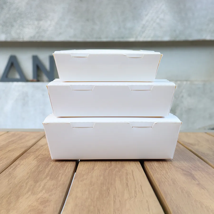 Kraft Rectangular Cake Lunch Container with Clear PP/Pet Lid Paper Food Packaging Takeout Box Lunch Box