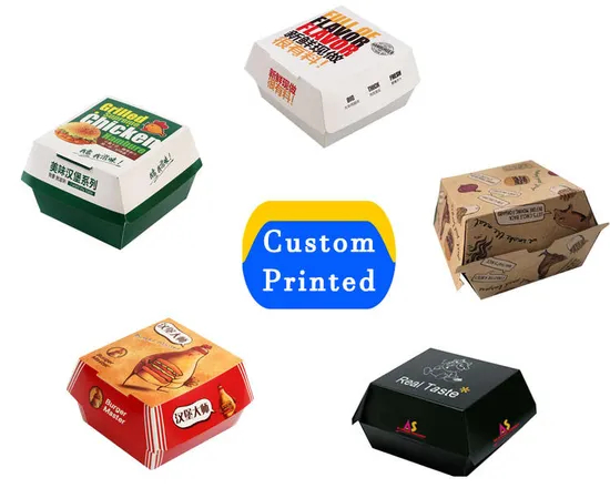 Corrugated Cardboard Burger Box Custom and Logo Design Food Materials Burger Packaging Box Die Cut Box
