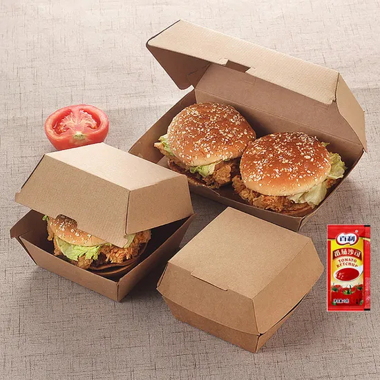 Disposable Biodegradable Burger Box Disposable Food Grade Custom Print Logo Burger Box