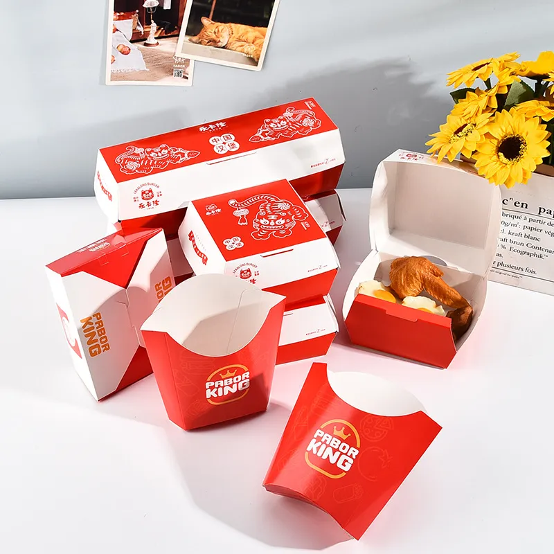 Customized Take Away Food Grade Paper to Go French Fried Chicken Box Printing Fast Food Packaging Box