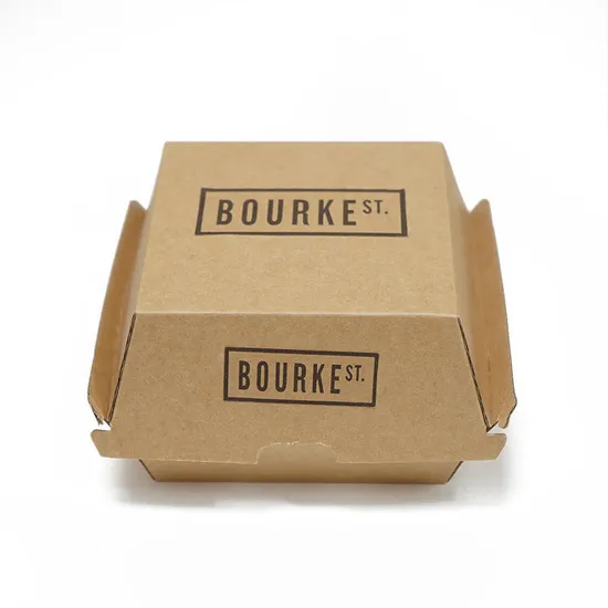 Wholesale Kraft Box Custom Print Kraft Paper Fast Food Fried Box for Hamburger Hamburger Boxes Packing Box