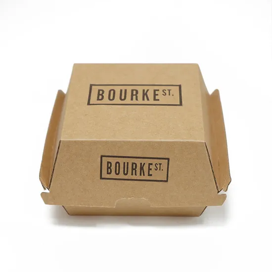 Wholesale Kraft Box Custom Print Kraft Paper Fast Food Fried Box for Hamburger Hamburger Boxes Packing Box