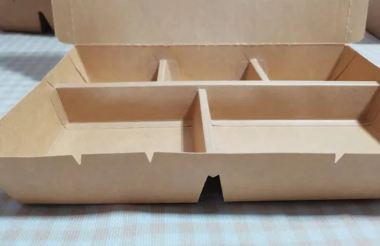 Disposable Take Away Package Snack Container Kraft Lunch Paper Box Restaurant Salad Box for Fast Food with Slots