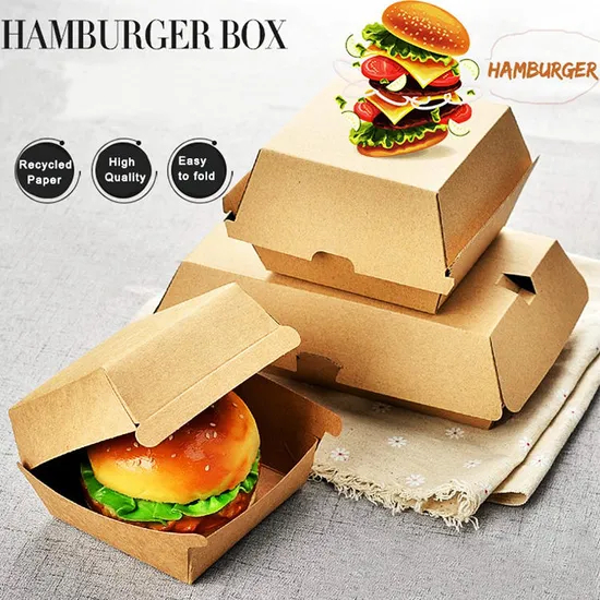 Brown Paper Baking Box Biodegradable Paper Burger Box Hot-Selling Corrugated Die Cut Box